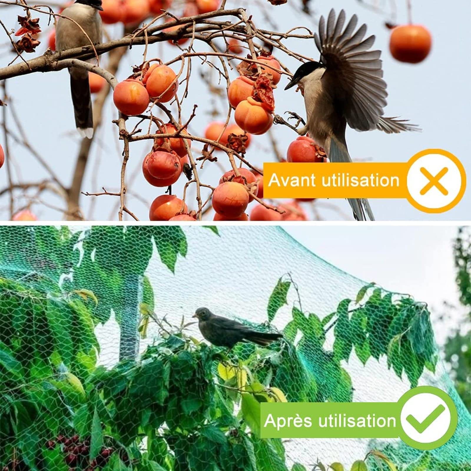 Garten Vogelnetz AntiBird Mesh Schutz für Obstbäume 6x10m Pflanzennetz Gartennetz Effektive Wildtiere Ber für Pflanzen