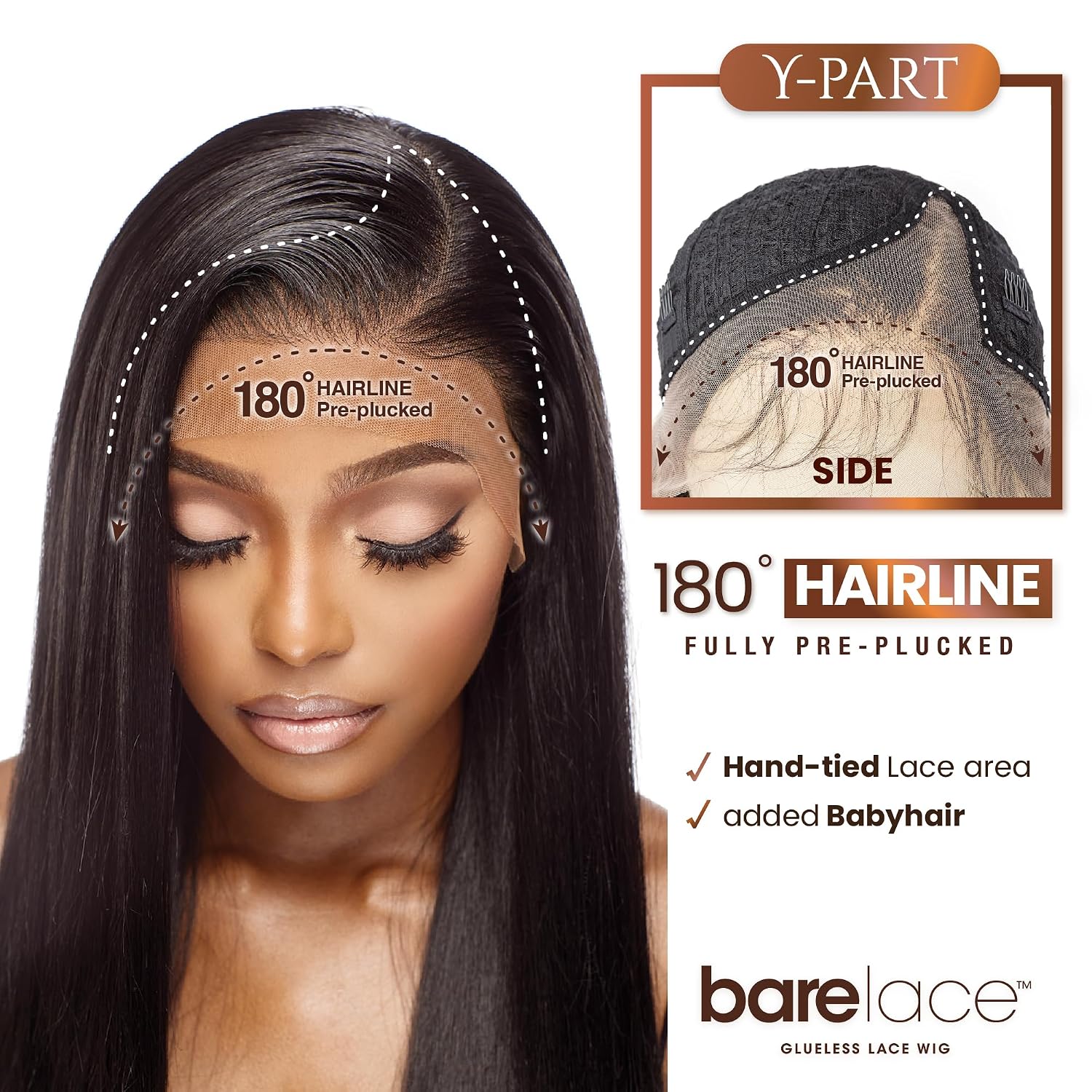 Sensationnel Bare Lace Ypart Lacewigs - Analia Lacefront Glueless Synthetic 180 Degree Preplucked Hairline (LIGHTASHBROWN)