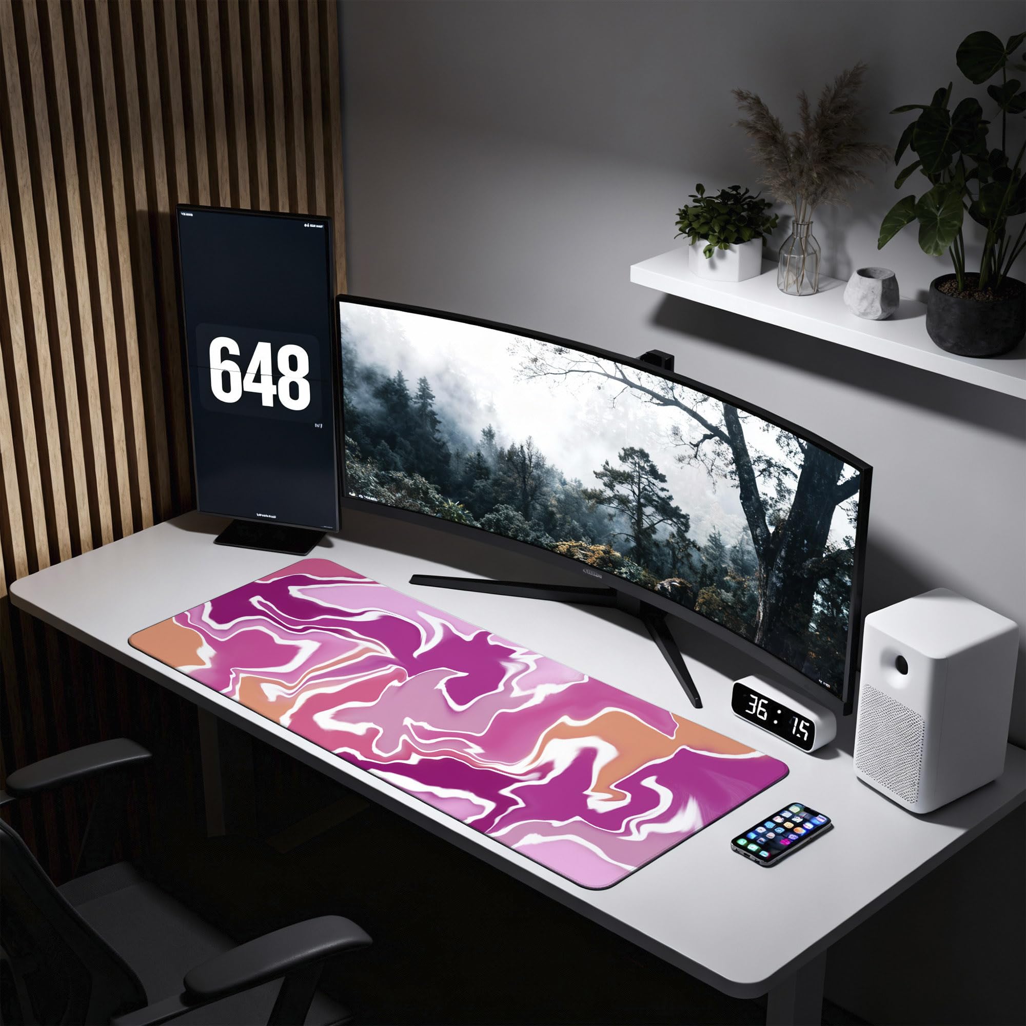 SoulAbiti Sweet Pink Peach Liquid Melt Extended Desk Pad (36x14 Inch) - Fluid Art XXL Mouse Pad - Non-Slip Rubber Base & Stitched Edges 4