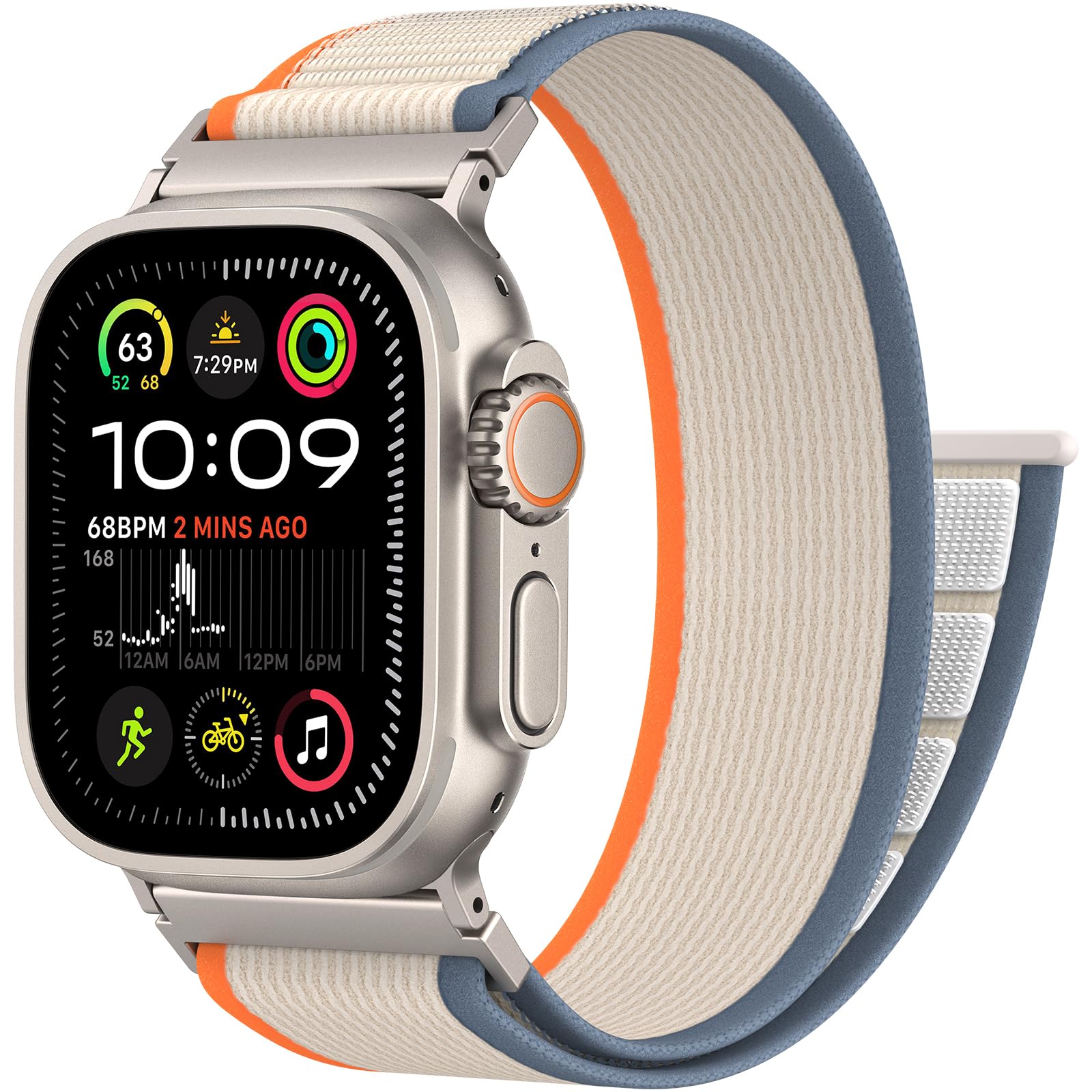 Trail Loop Nylon Sport Band Compatible with Apple Watch Ultra 3 2 Band for Men 49mm 46mm 45mm 44mm 42mm, Rugged Breathable Sport Adjustable Strap for