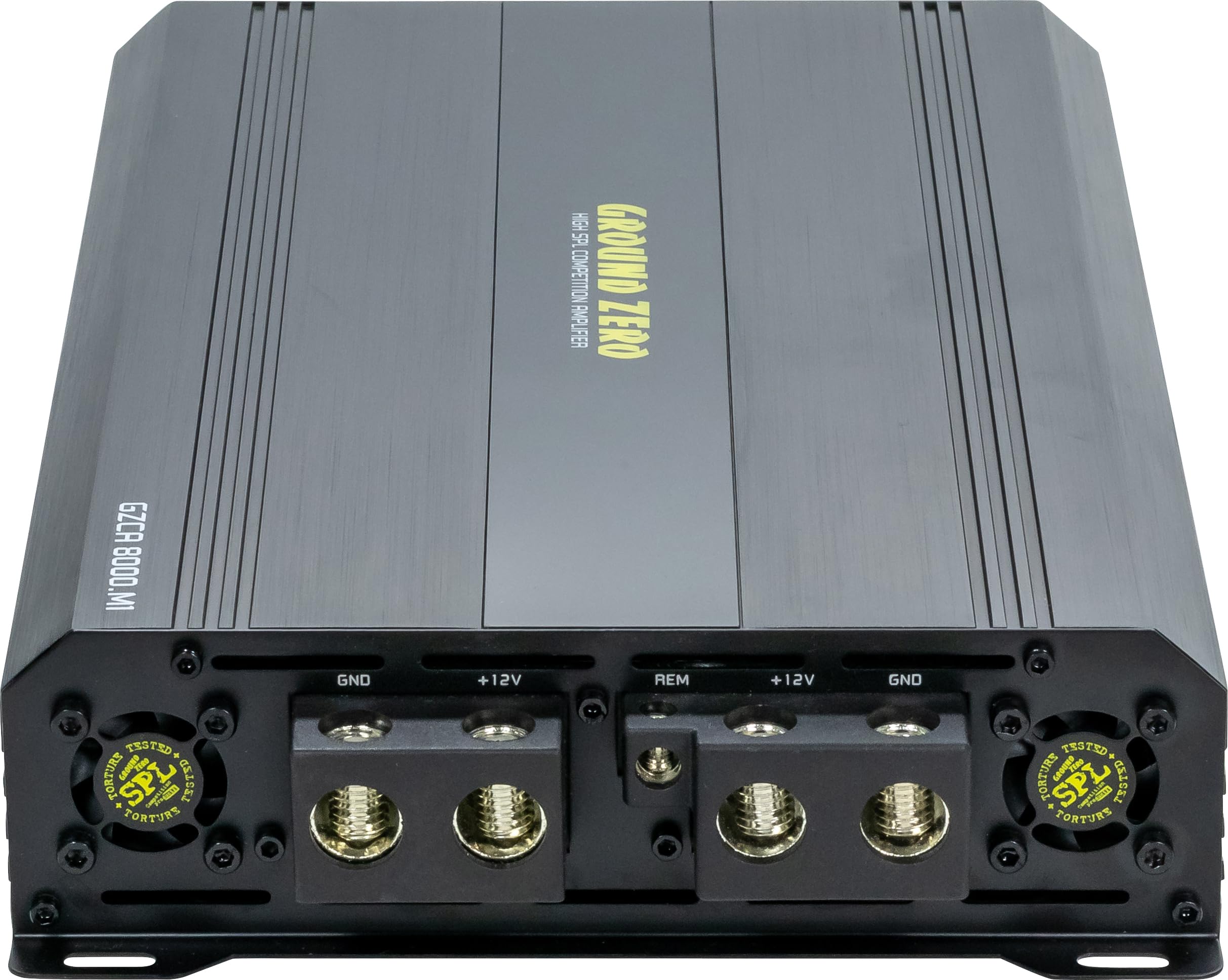 Ground Zero GZCA 8000.M1 - Amplificatore MS-PL-Class D, 1 canale, 8100 W RMS, 1 Ω stabile, crossover attivo, basso boost incluso