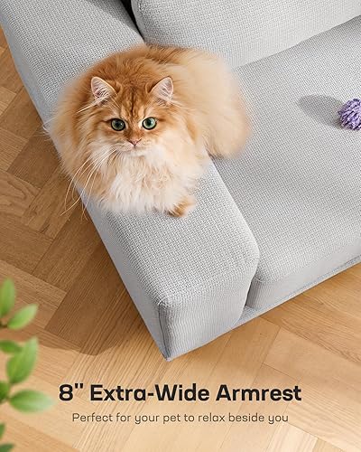 Miniatura 6 de Marsail Sofá de 89 pulgadas, sofás de 3 plazas con reposabrazos anchos y cojines profundos, modernos sofás de tela de lino para sala de estar,