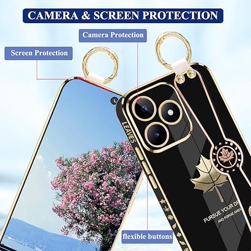 Miniatura 3 de Realme Narzo N53 Funda de silicona suave con hoja de arce, accesorios negros para teléfono móvil Realme Narzo N53 Funda para teléfono Realme C53 con