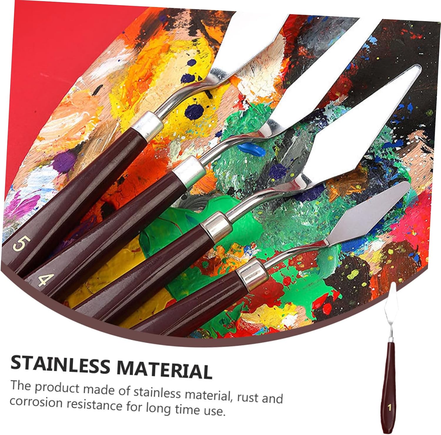 10 Piece Painting Knives Set for Artists, Wood Handle Mixing Scraper