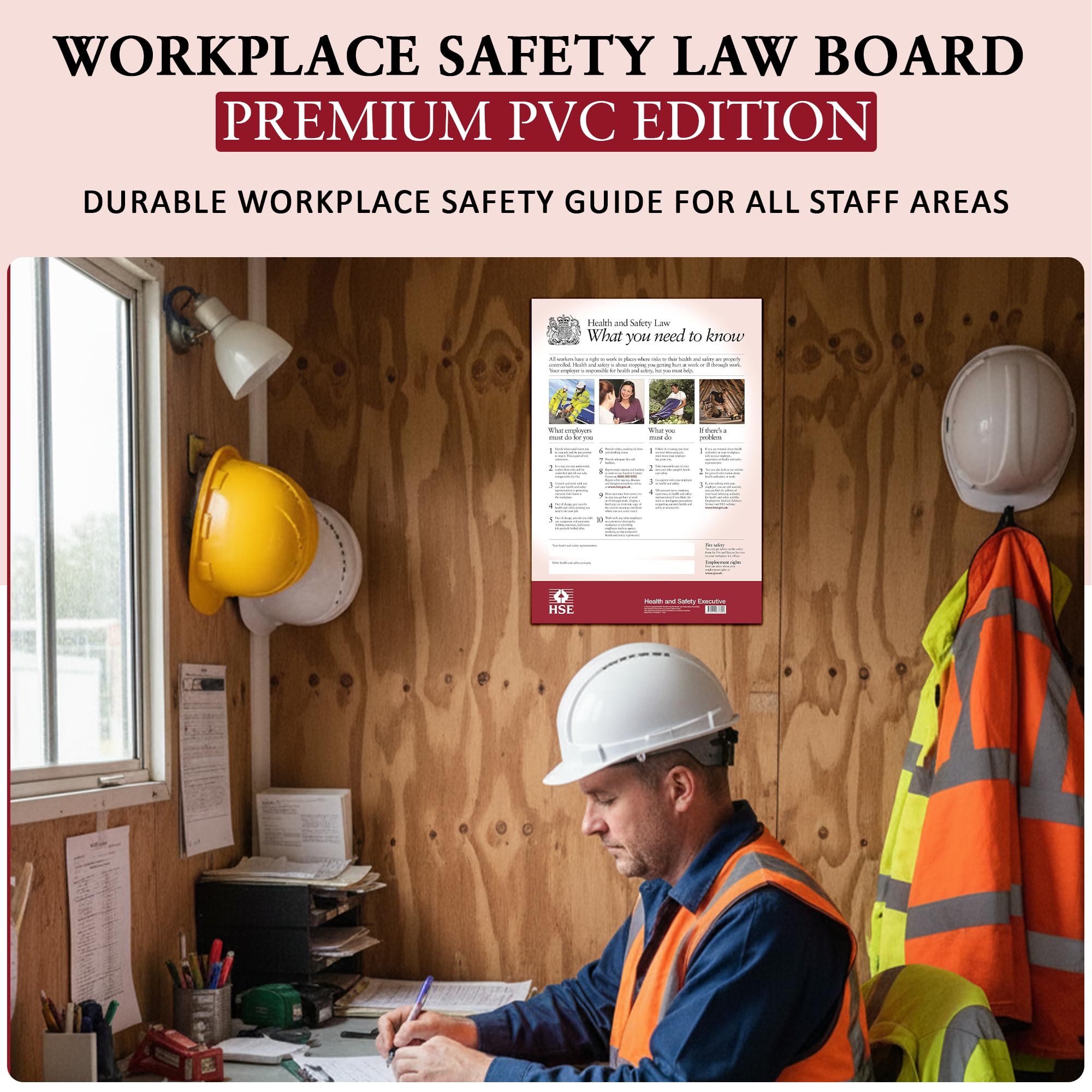 Seco PVC A2 Health & Safety Poster Schild – HSE Arbeitsplatzsicherheitsinformationen – 420 x 594 mm, 0,5 mm