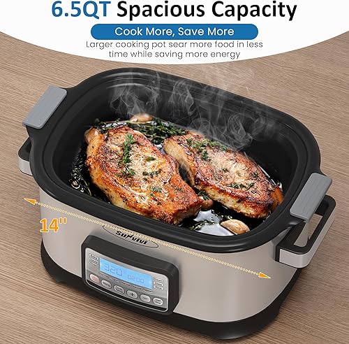 Miniatura 7 de Multicocina 11 en 1, horno asador de olla lenta de 6.5 cuartos de galón, olla multifuncional programable digital con temporizador, control de