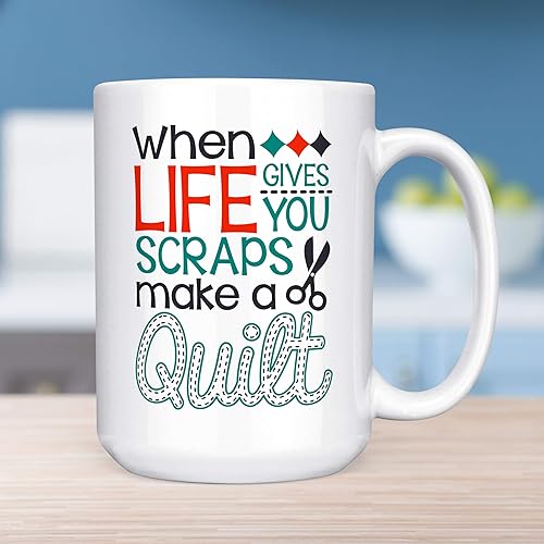 Miniatura 4 de Quilting Coffee Mug Funny When Life Gives You Scraps Make a Quilt Microwave Dishwasher Safe Double Sided Ceramic Cup