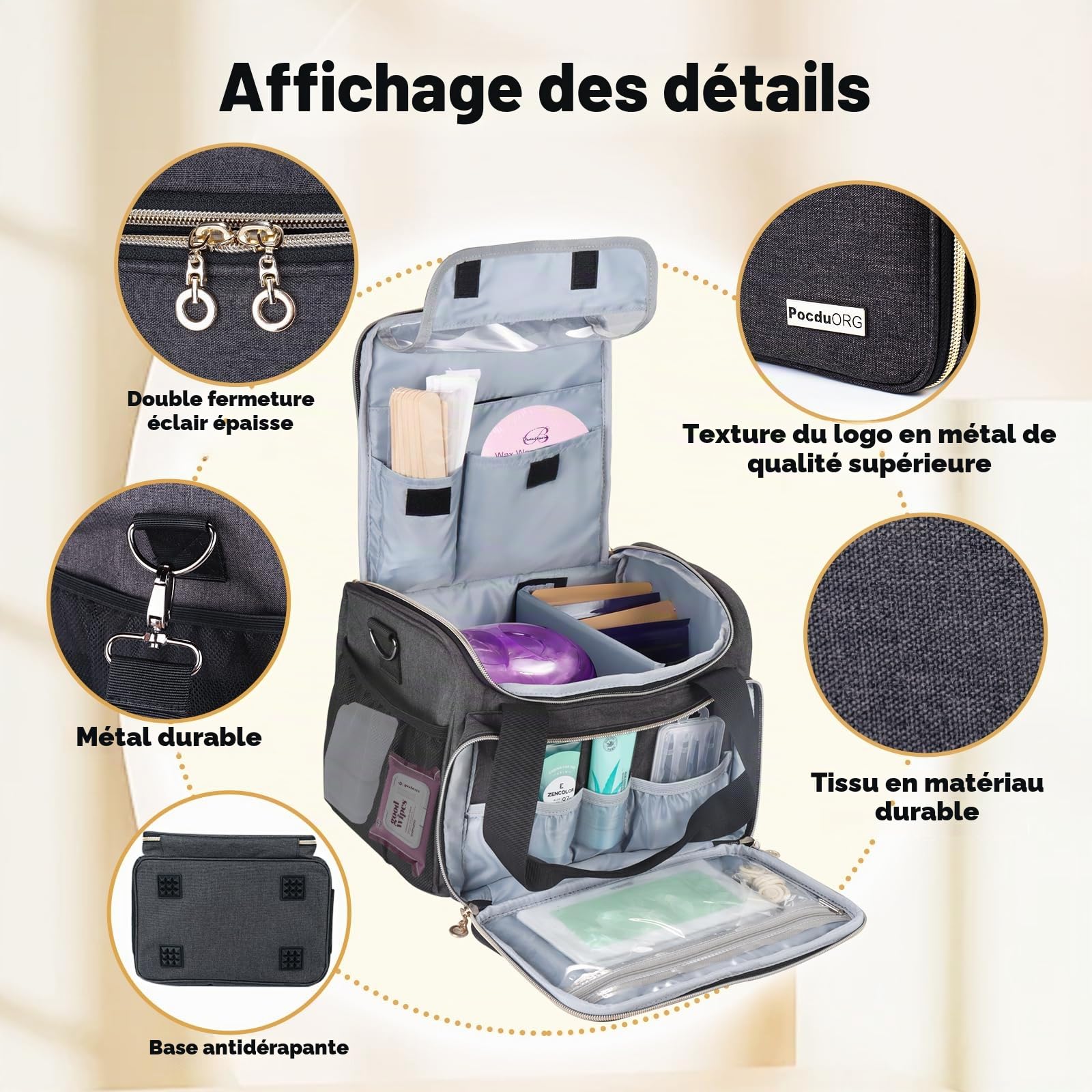 Kit de Transport Universel pour épilation Cire Compatible avec Tress Wellness – Organiseur Portable pour Chauffe-Cire, Grains et Accessoires