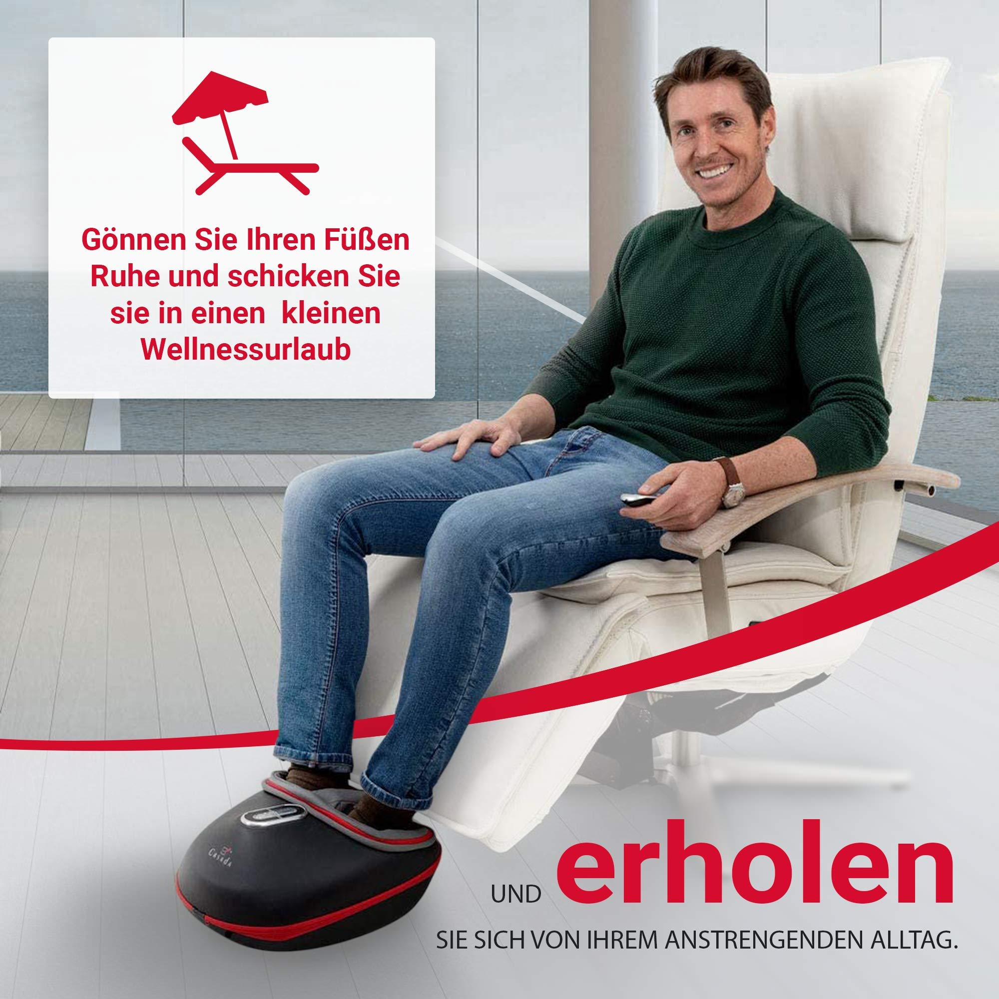 Casada FootInn II Fußmassagegerät mit Wärme, Airbags und Massagerollern, entspannende Fußmassage bis an die Fersen, inklusive Fernbedienung