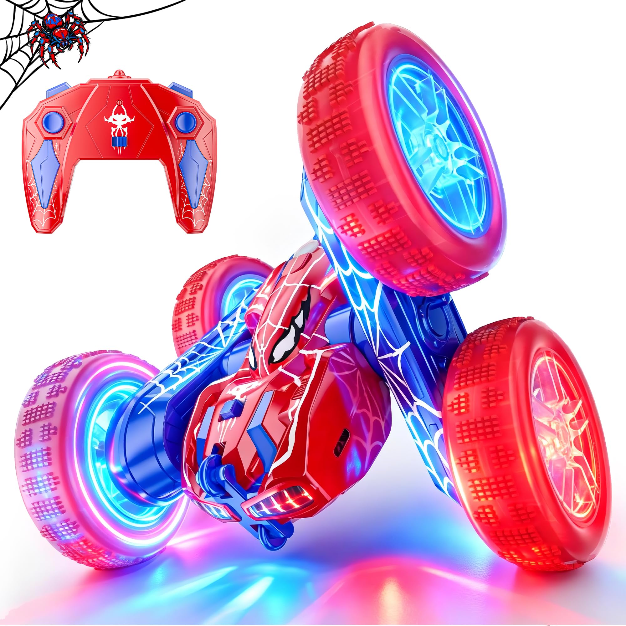 Kssvzz Remote Control Cars, 2.4GHz Flips RC Stunt Car, Spider Kids Toys