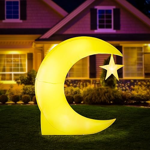 The Muslim Holiday Shop - Luna creciente inflable y estrella para celebrar el comienzo y el final del Ramadán o Eid con luces LED, divertidas