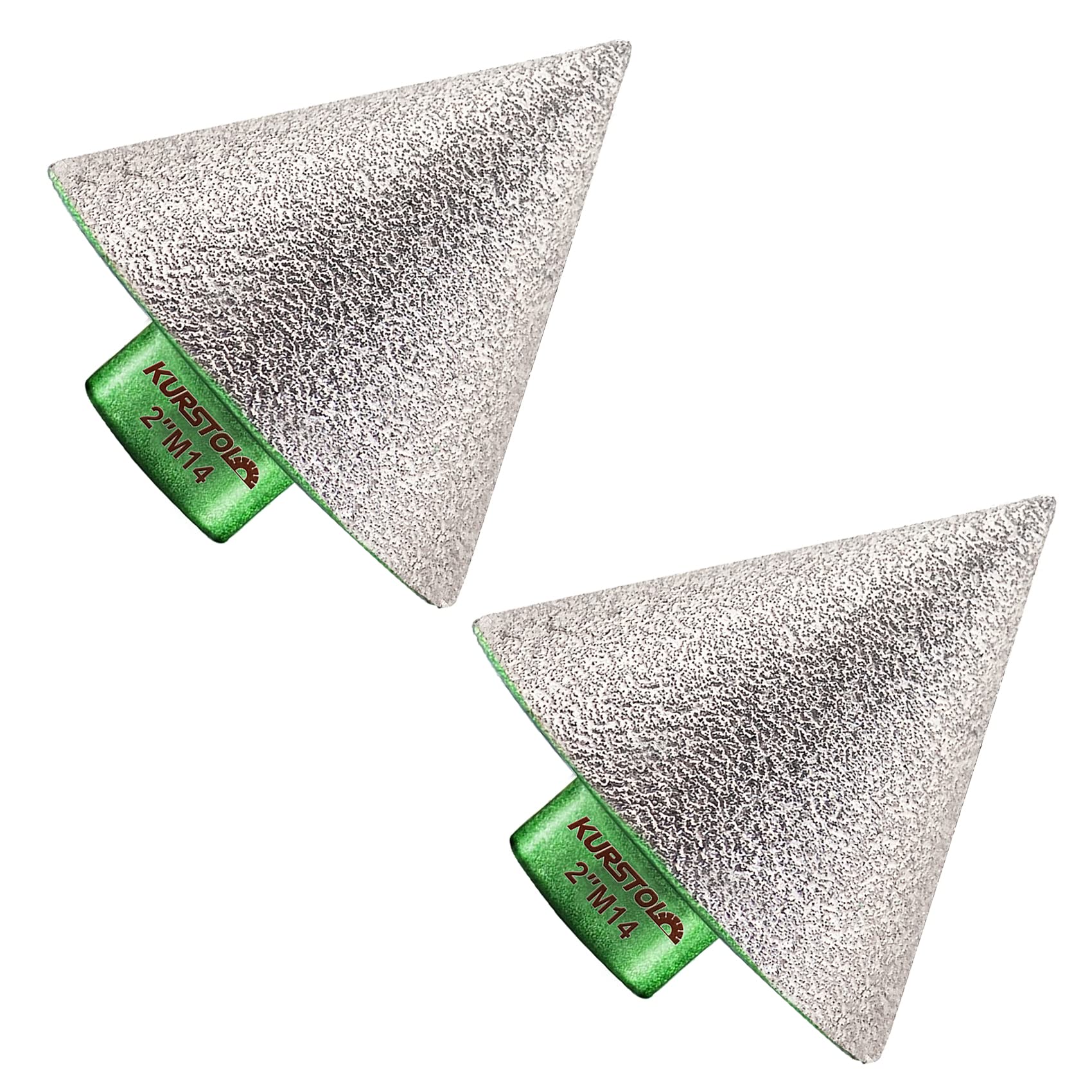 KURSTOL Diamond Cone Tile Bit - Diamond Countersink Drill Bit 2pc 50mmXM14 Thread Angle Grinder,Diamond Beveling Chamfer Bit for Shaping Enlarging Existing Holes of Granite Marble Porcelain Tiles — image 1