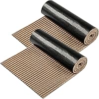 Vista 13 de Nuanchu 2 rollos grandes de tapetes semiacabados para exteriores, de 16 x 79 pulgadas, tapete para puerta estrecha, antideslizante, impermeable, Café