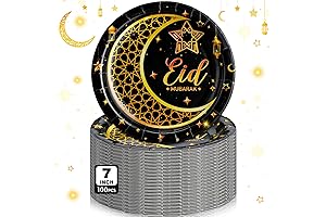 Eid Mubarak Ramadan Disposable Plates 100 Pcs