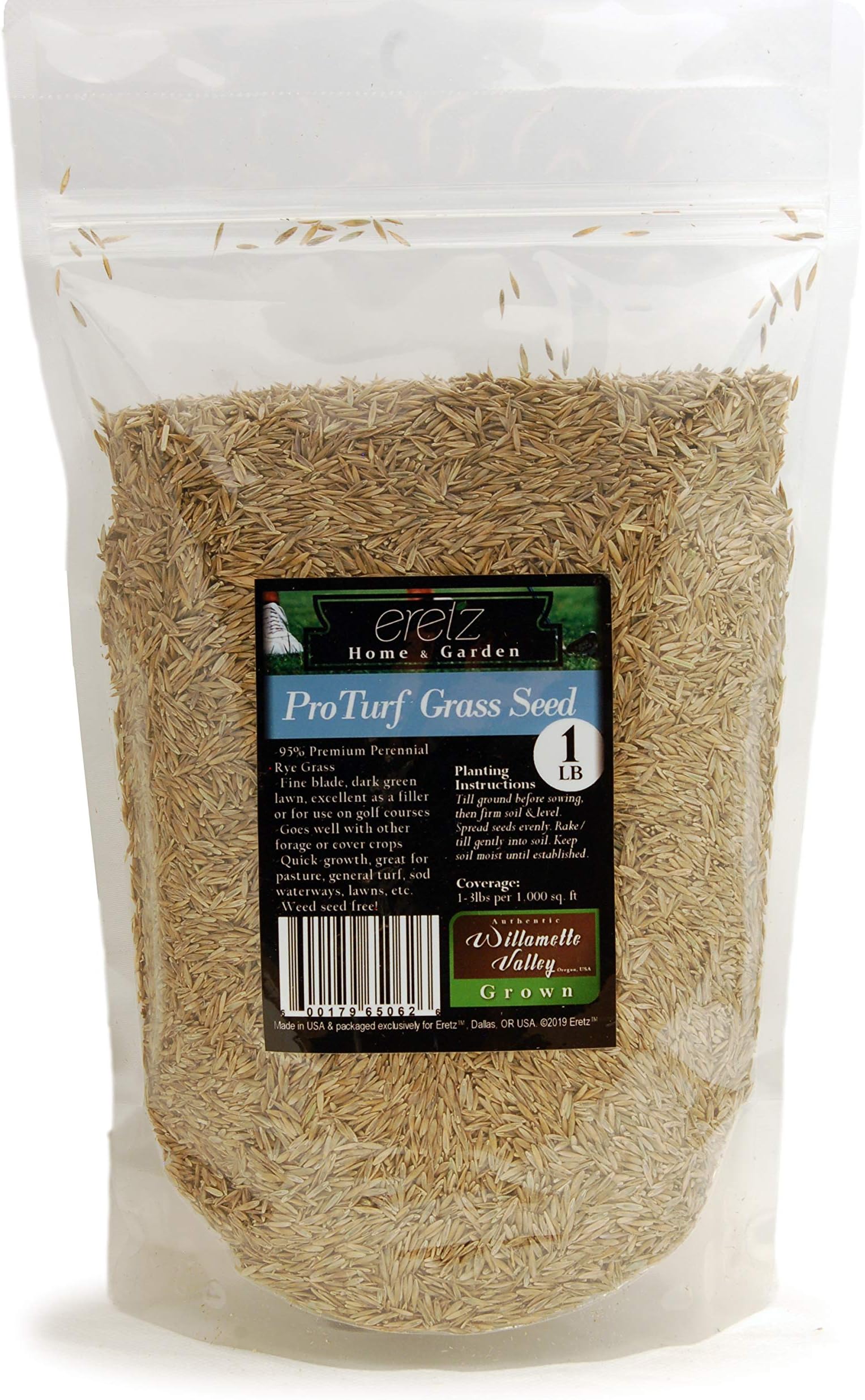 ProTurf Perennial Ryegrass Fine Lawn Seed by Eretz (1lb) - Choose Size! Premium Willamette Valley, Oregon Grown Grass Seed