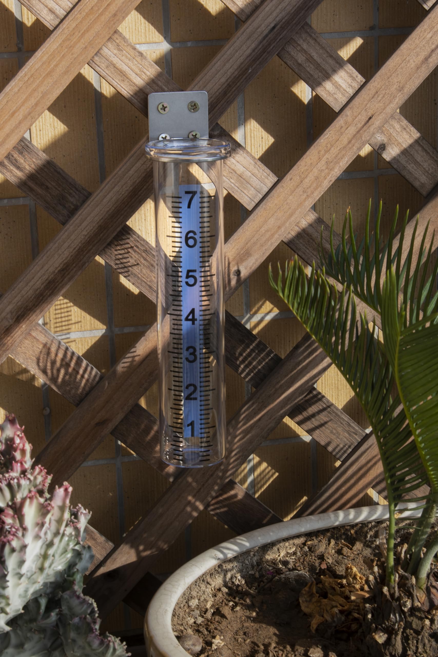 Medidor de Lluvia de Capacidad de 7 Pulgadas con Soporte de Acero Inoxidable, medidor de Lluvia de Montaje en Poste para Patio, jardín, al Aire Libre, hogar (Estilo B)