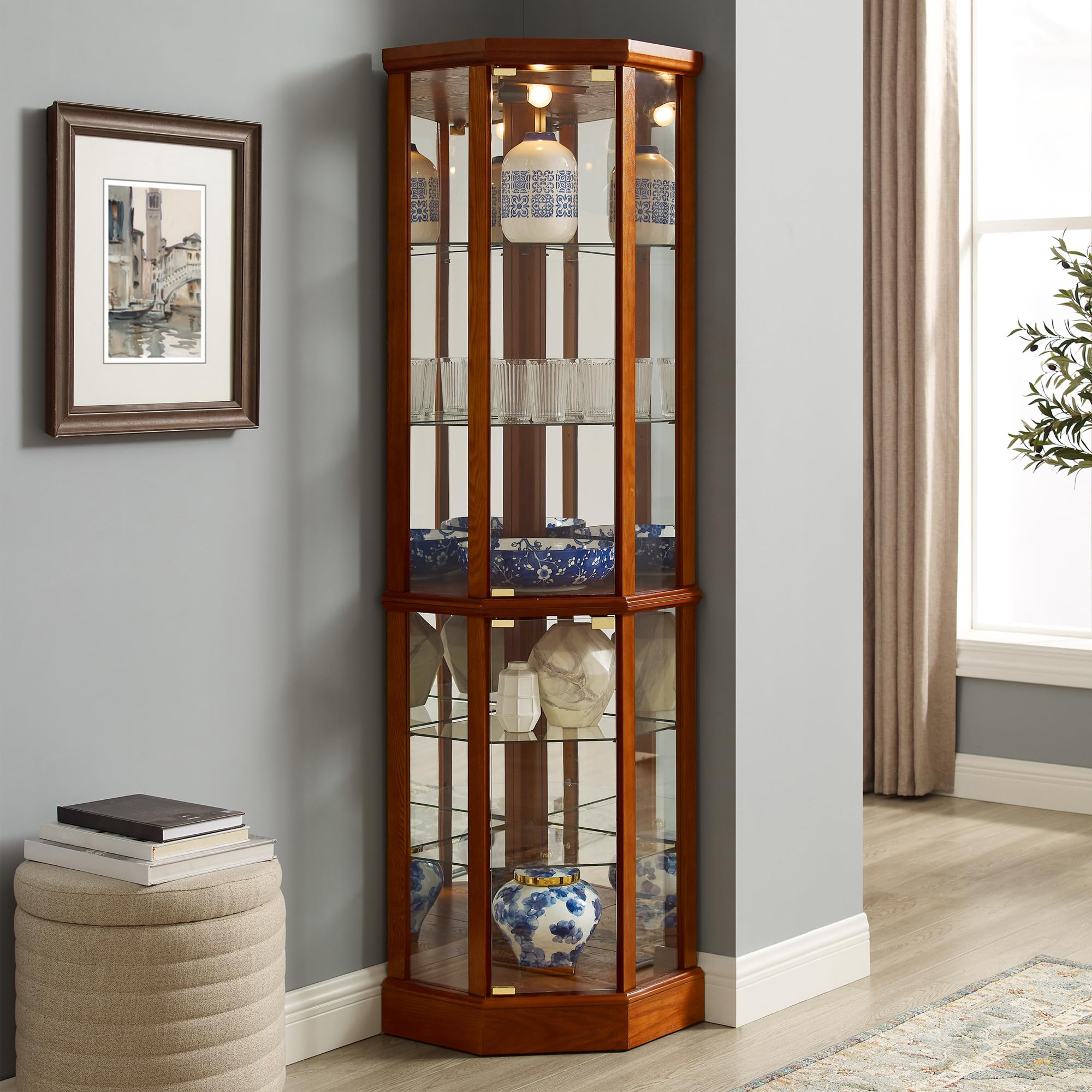 Amazon.com - TAMUBAKS Lighted Corner Display Curio Cabinet