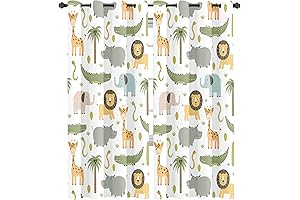 MESHELLY Safari Animals Blackout Curtains for Boy’s Bedroom