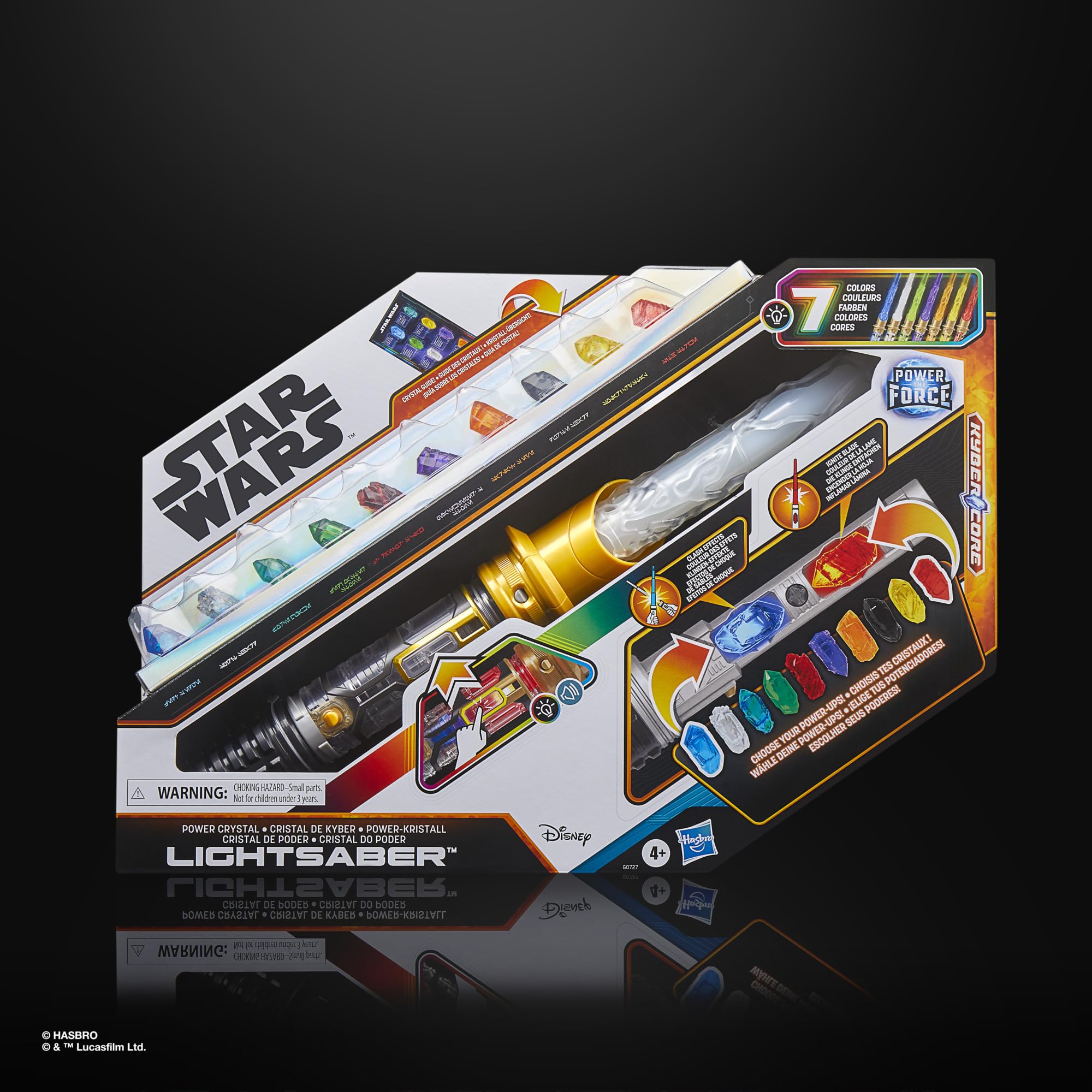 Star Wars Power-Kristall Lichtschwert, 7 Farben & 10 Kristalle, 50+ Farbwechsel-Kombinationen, Lichter & Geräusche, Spielzeug für Jungen und Mädchen ab 4 Jahren