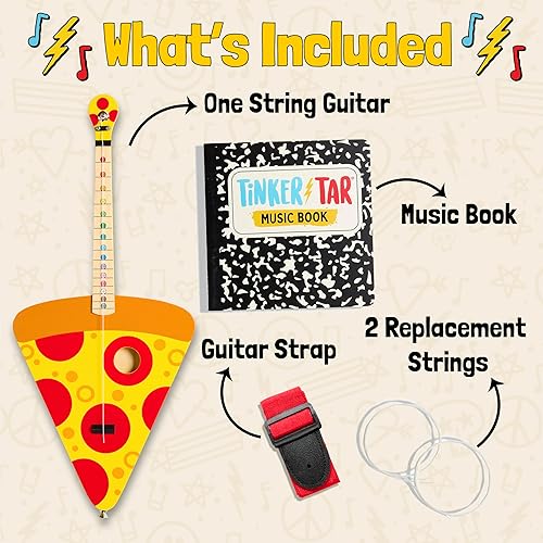 Miniatura 3 de Pizza Guitar - La forma más fácil de comenzar y aprender guitarra - 1 instrumento de juguete de cuerda para niños introducción perfecta a la música
