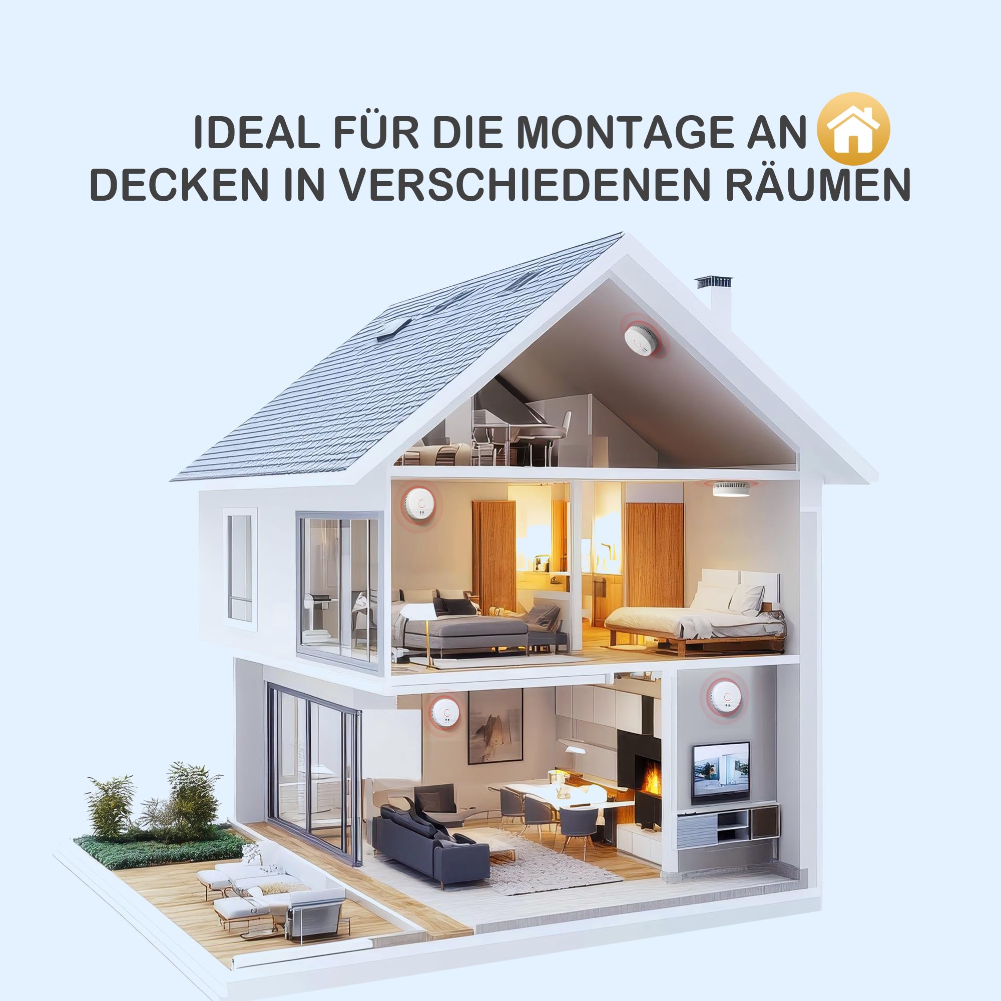 Batterie Rauchmelder, 4 Stück