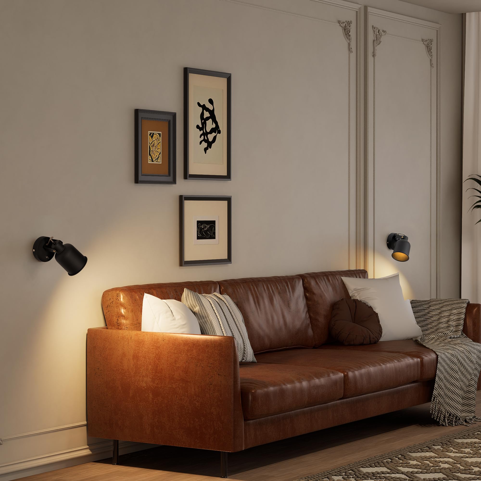 Aisilan Wandleuchte Innen mit Schalter E27 Schwarz, drehbare Metall Wandlampe 350° & 150° schwenkbar, Hardwired Wandbeleuchtung für Schlafzimmer, Wohnzimmer, Flur, ohne Leuchtmittel