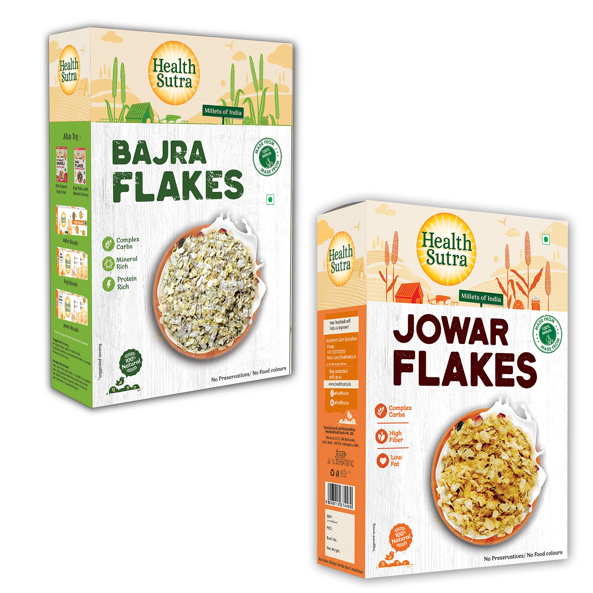 Health Sutra Millets Flakes Combo - Jowar Flakes & Bajra Flakes (500Gm Each) Millets Cereal For Breakfast, High Protein, Diet Food For Weight Loss,100% Natural, Use Like Oats/Corn Flakes (B09F6Q68N7) Amazon Price History, Amazon Price Tracker