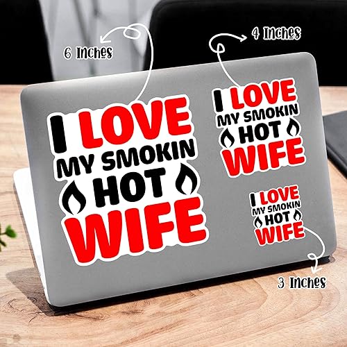Miniatura 2 de Calcomanía de vinilo impermeable con texto en inglés "I Love My Smokin Hot Wife", para vaso, laptop, teléfonos, cascos, barcos, cascos y vehículos,