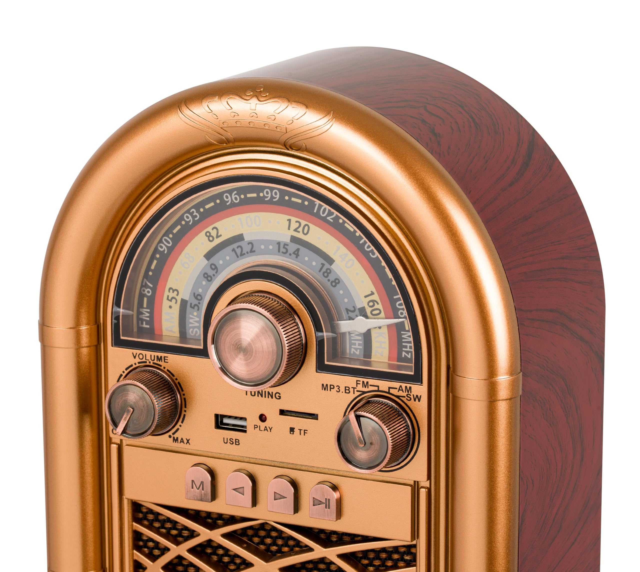 Retropolis New Orleans – Retro Radio mit Bluetooth 5.0, Tragbares Radio FM/AM/SW, 1200mAh Akku, USB/microSD MP3-Player, Powerbank-Funktion, Netz- und Batteriebetrieb