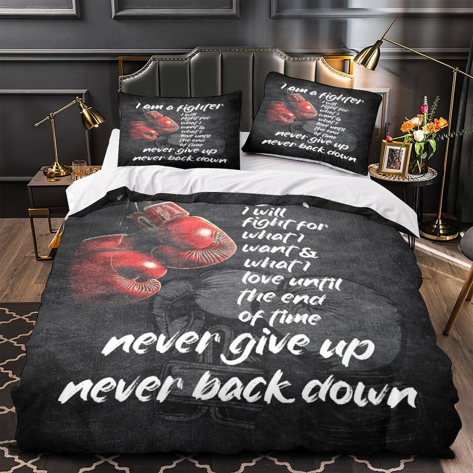 Qtivarlen Xzgdqqc31b1j 3D Design Printed 3 Pcs Bedding Set Home Decor Ultra Fighter Motivation Quilt Cover Breathable Anti-Allergic For Adults,Kids,Teenagers Boxing Inspirational Duvet Cover Single（140X200cm）