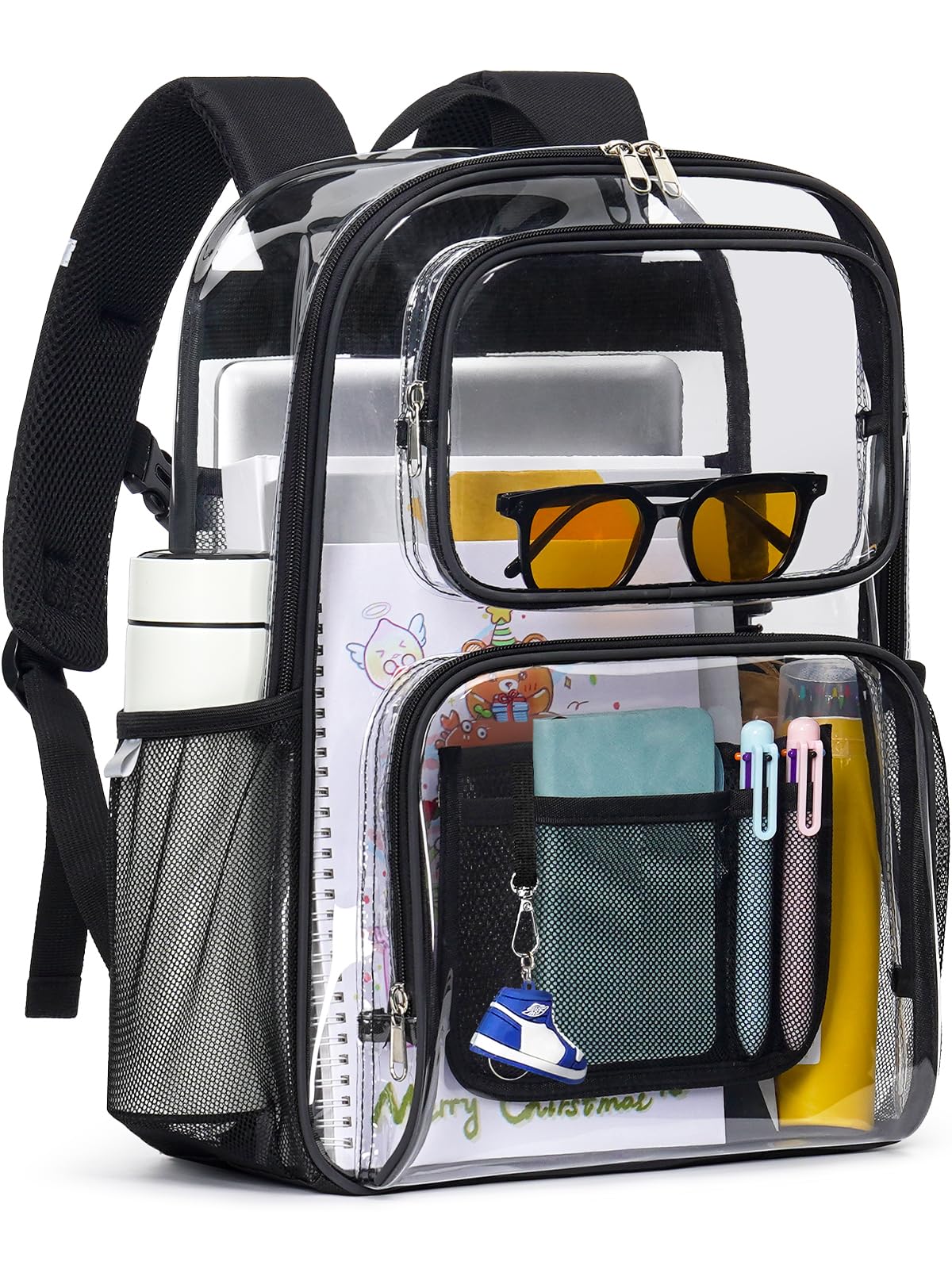 Flowston Clear Backpack Heavy Duty for Women Men Boys Girls, Large Clear Bookbag See Through Backpack for School College