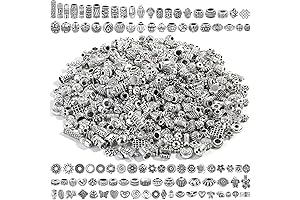 500 Pcs Bracelet Spacer Beads, Silver Bulk Random Styles Charm Beads for Jewelry Making