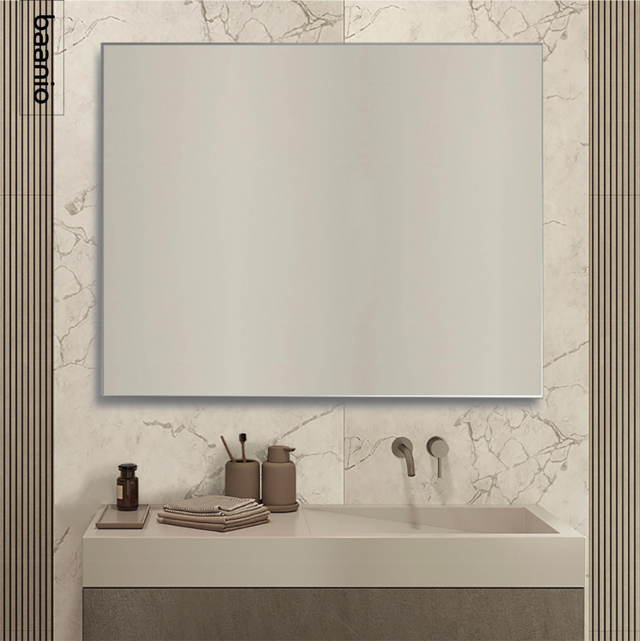 Espejo de Baño 80x100 Pure ANTIVAHO | Rectangular, Sin Marco, Sin Luz | Fácil Instalación, para Colgar en Vertical y Horizontal | Alta Durabilidad | Espejo Sencillo, Vidrio Plata Ecológica