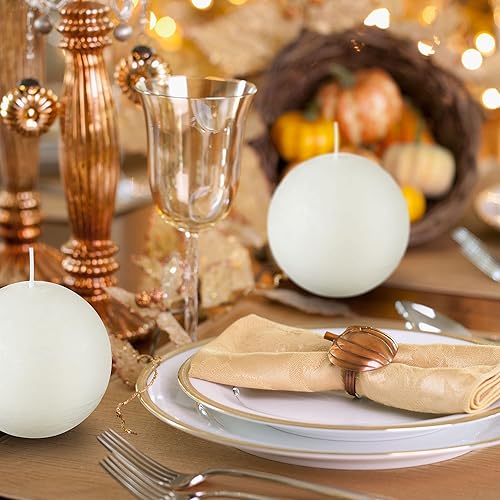 Miniatura 5 de Velas redondas rústicas de color marfil, velas de bola de marfil de 3 pulgadas, velas decorativas para bodas, celebraciones, vacaciones y decoración