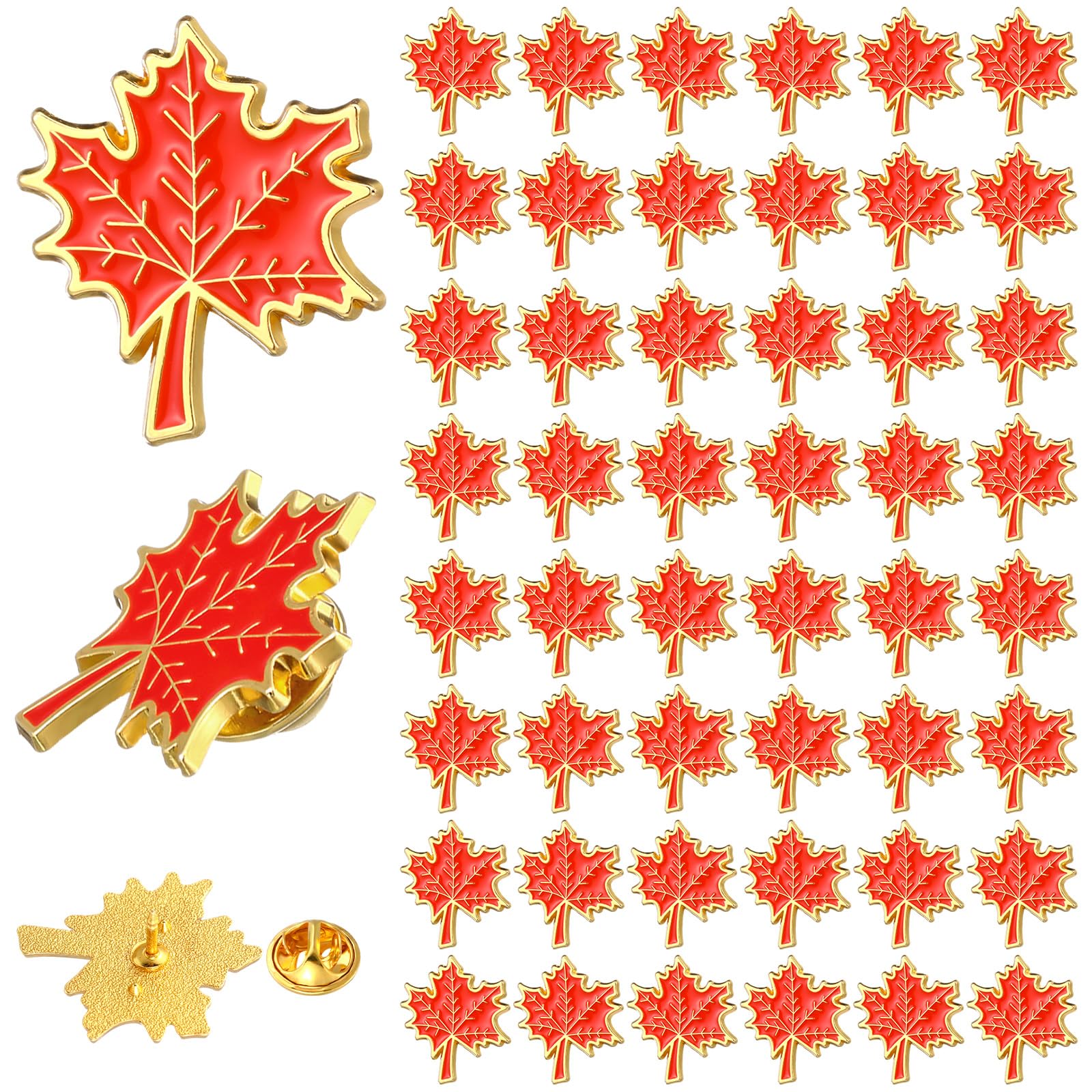 Liliaafar 24/48pcs Fall Maple Leaf Brooch Pin Thanksgiving Lapel Enamel Pins Autumn Maple Leaf Brooch Decoration for Clothing Bags Backpack Hat Fall Jewelry Accessory Gifts Decoration