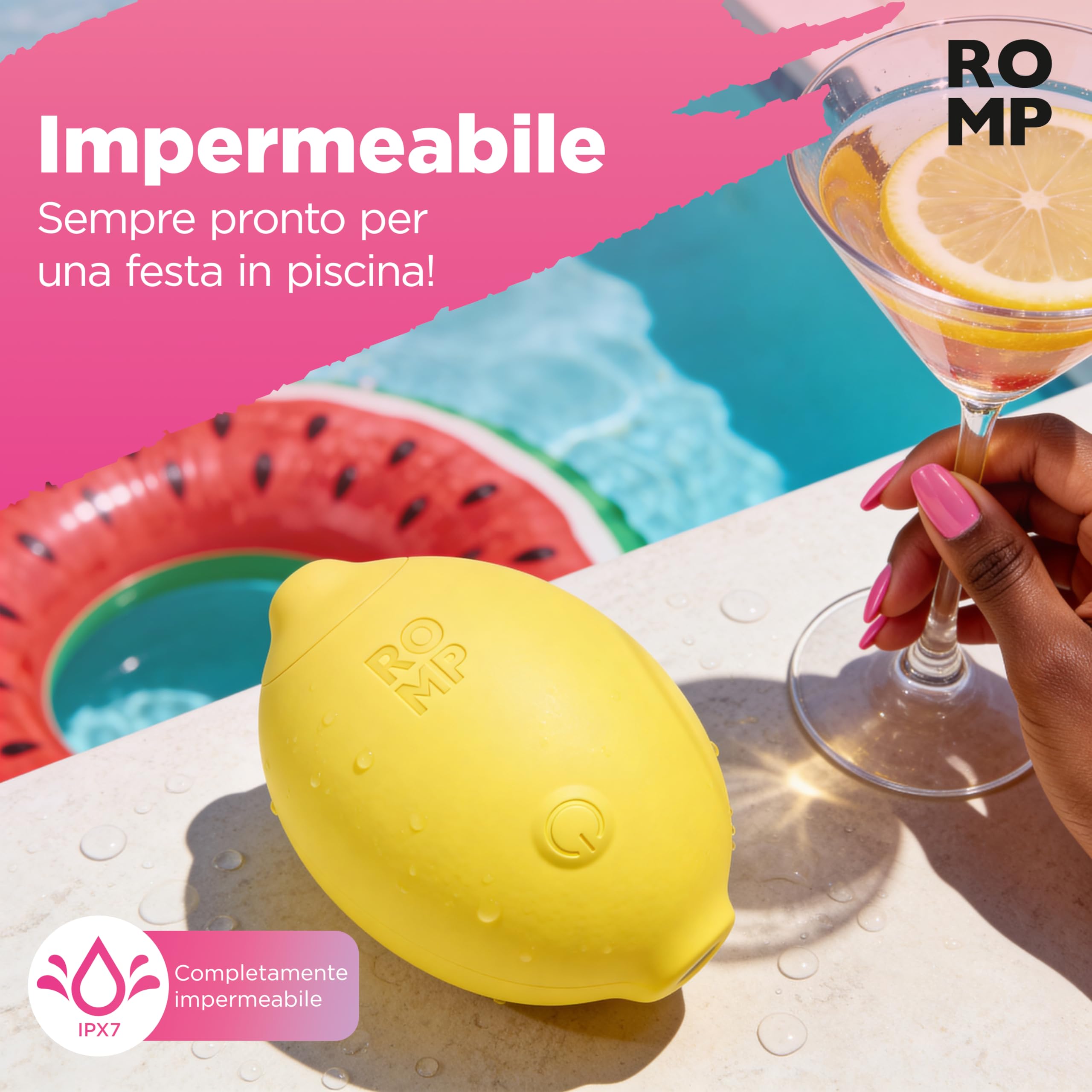 ROMP Lemon Succhia clitoride per donna | Stimolatore clitoride femminile 10 livelli | Ricaricabile | Design Limone| Vibratore clitoride Impermeabile | Sextoys Vibratoreper donna coppie