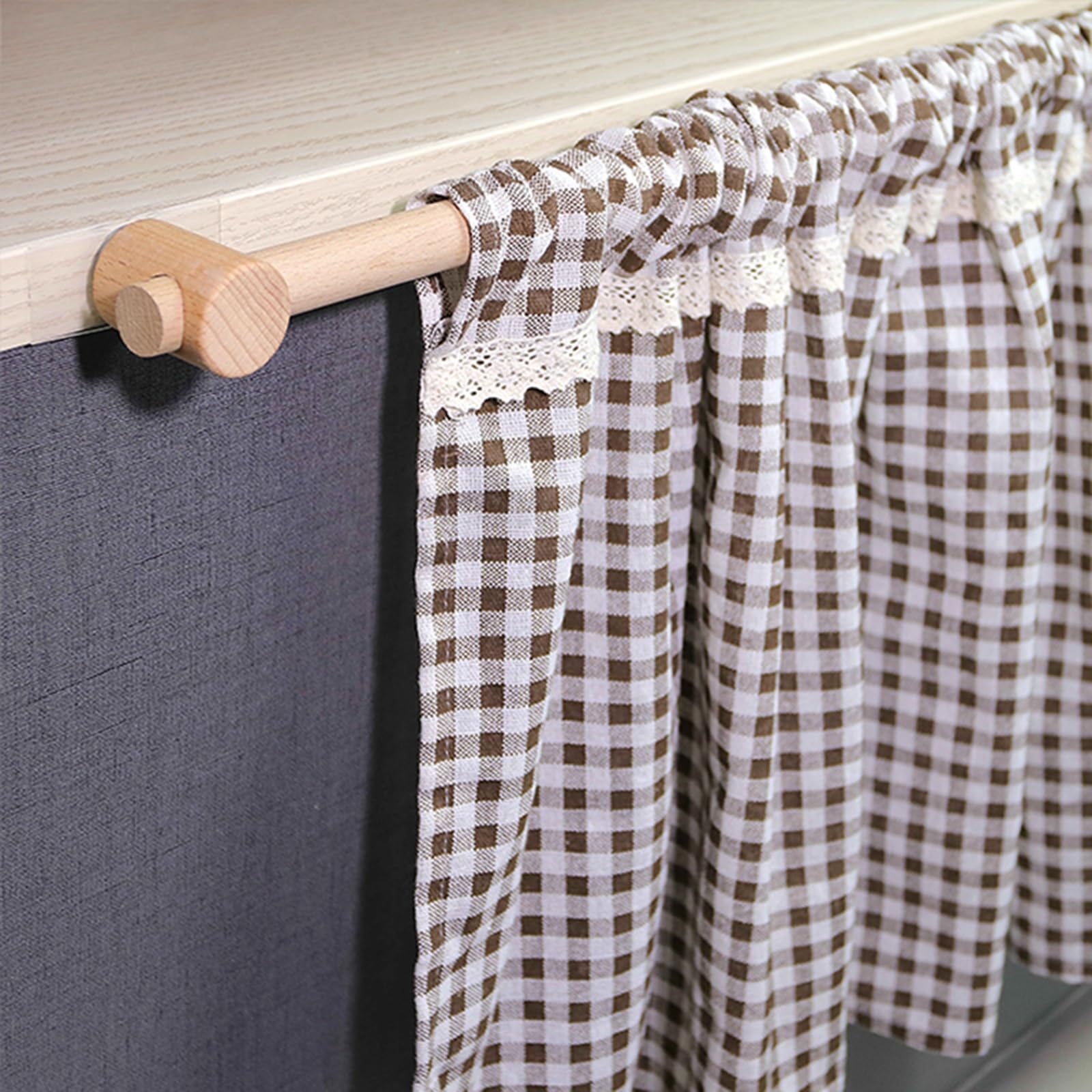 Drewniany karnisz, design, montaż samoprzylepny, bez otworów, idealny do małych, solidnych i pojedynczych prętów 140 cm, łatwy w użyciu, eleganckie wykończenie