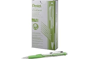 Pentel Twist-Erase IV Clear Barrel Mechanical Pencil with Lime Grip 0.7mm 12 PK