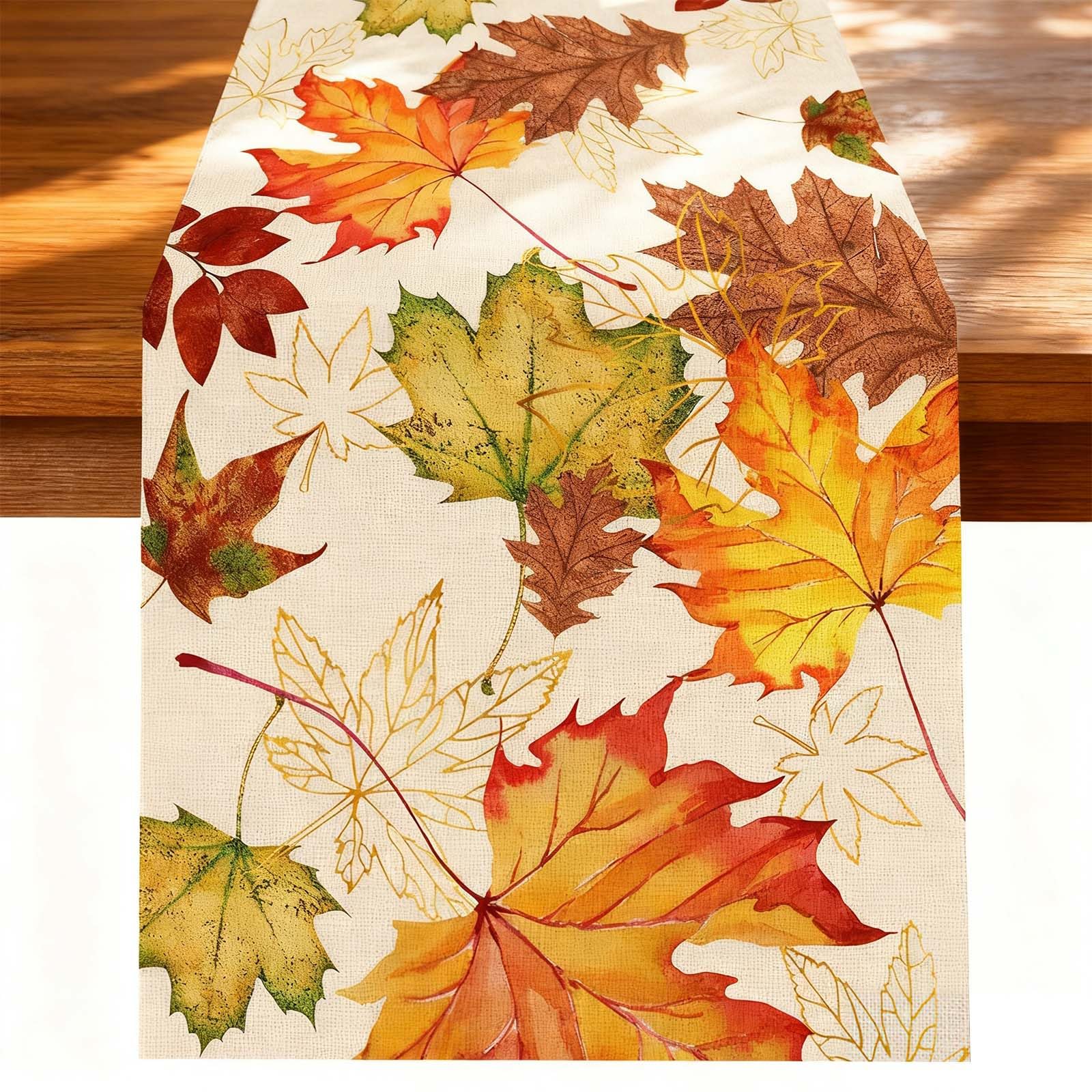 Jootuepo Orange Autumn Table Runner, Fall Thanksgiving Dining Table Cloth Maple Leaf Print Tablecloth, Autumnal Centerpiece Decorations Fabric Home Decor For Thanksgiving Halloween Christmas