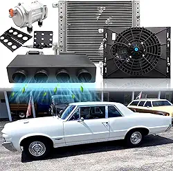 Ar condicionado sob o painel 12V 10.000 BTU, sistema universal de unidade A/C de 12 volts, kit automotivo de 12 V DC Underdash AC com compressor elétrico de 20 cc, unidade de CA silenciosa para