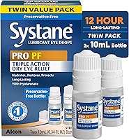 Systane PRO PF Preservative-Free Lubricant Eye Drops, 2 Count - Triple-Action 12-Hour Dry Eye Relief