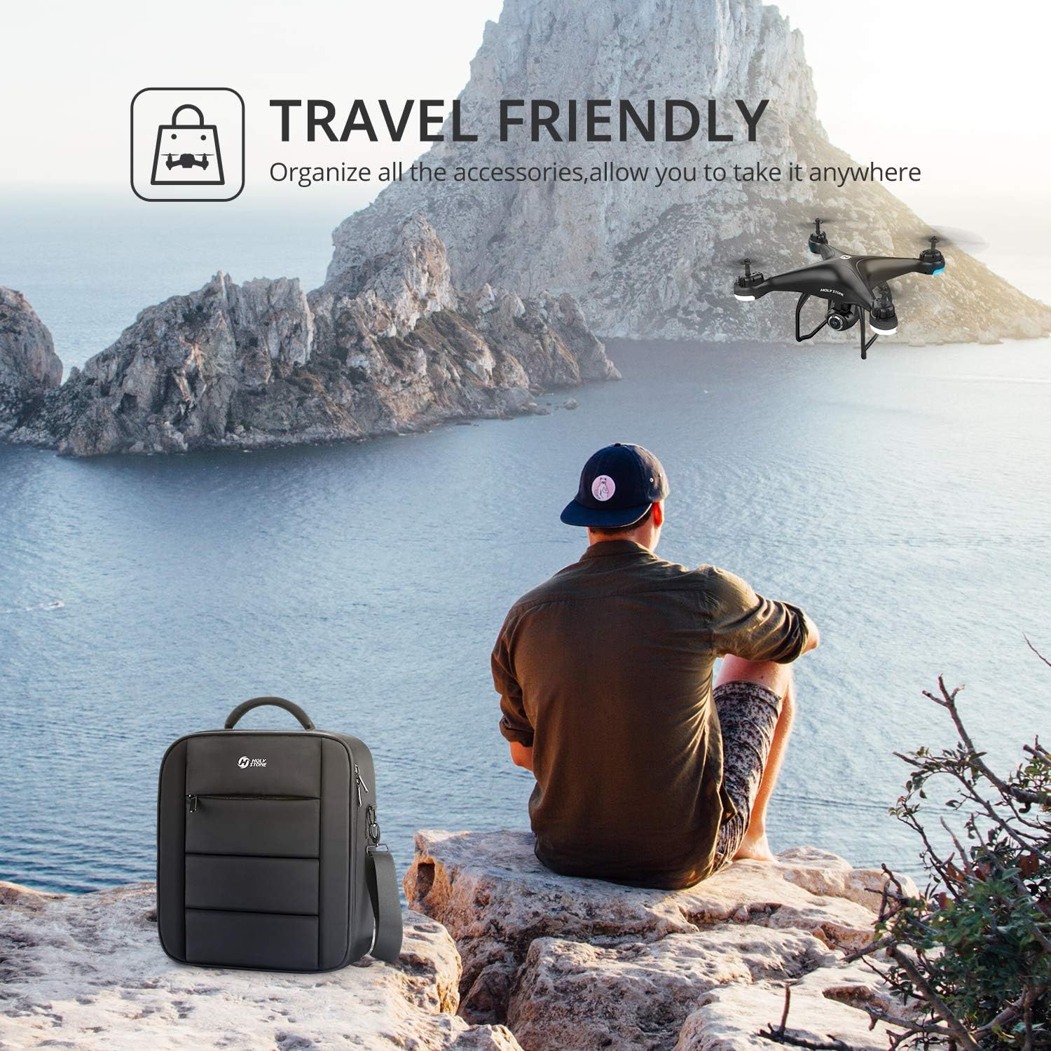 Holy Stone HS120D GPS Drone with Camera for Adults 2K UHD FPV, Quadcotper with Auto Return Home, Follow Me, Altitude Hold, Way-points Functions, Includes 2 Batteries and Carrying Backpack : Toys & Games