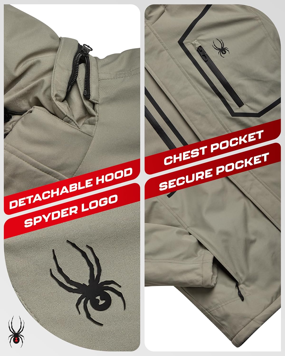 Spyder Mens Ski Jacket - 3-in-1 System Snow Waterproof Winter Jackets for Men - Mens Snowboard Jacket with Detachable Hood