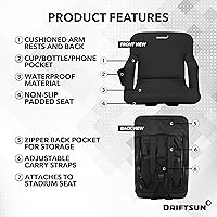 Vista 7 de Driftsun - Paquete de 2 sillas para estadio reclinable con respaldo, de lujo, silla deportiva plegable para gradas, césped y patios traseros