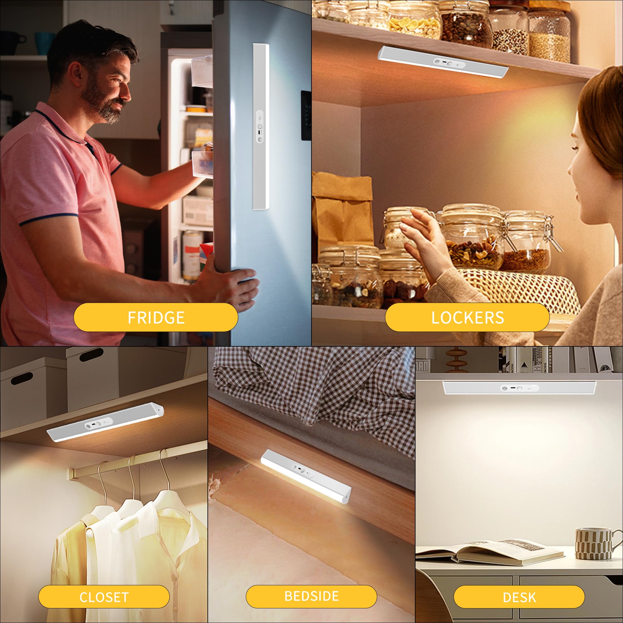 Lampada da incasso da cucina a LED con sensore di movimento, 45 cm/90 LED, illuminazione per armadio con telecomando, ricaricabile tramite USB, luce per armadio, illuminazione a batteria, luce