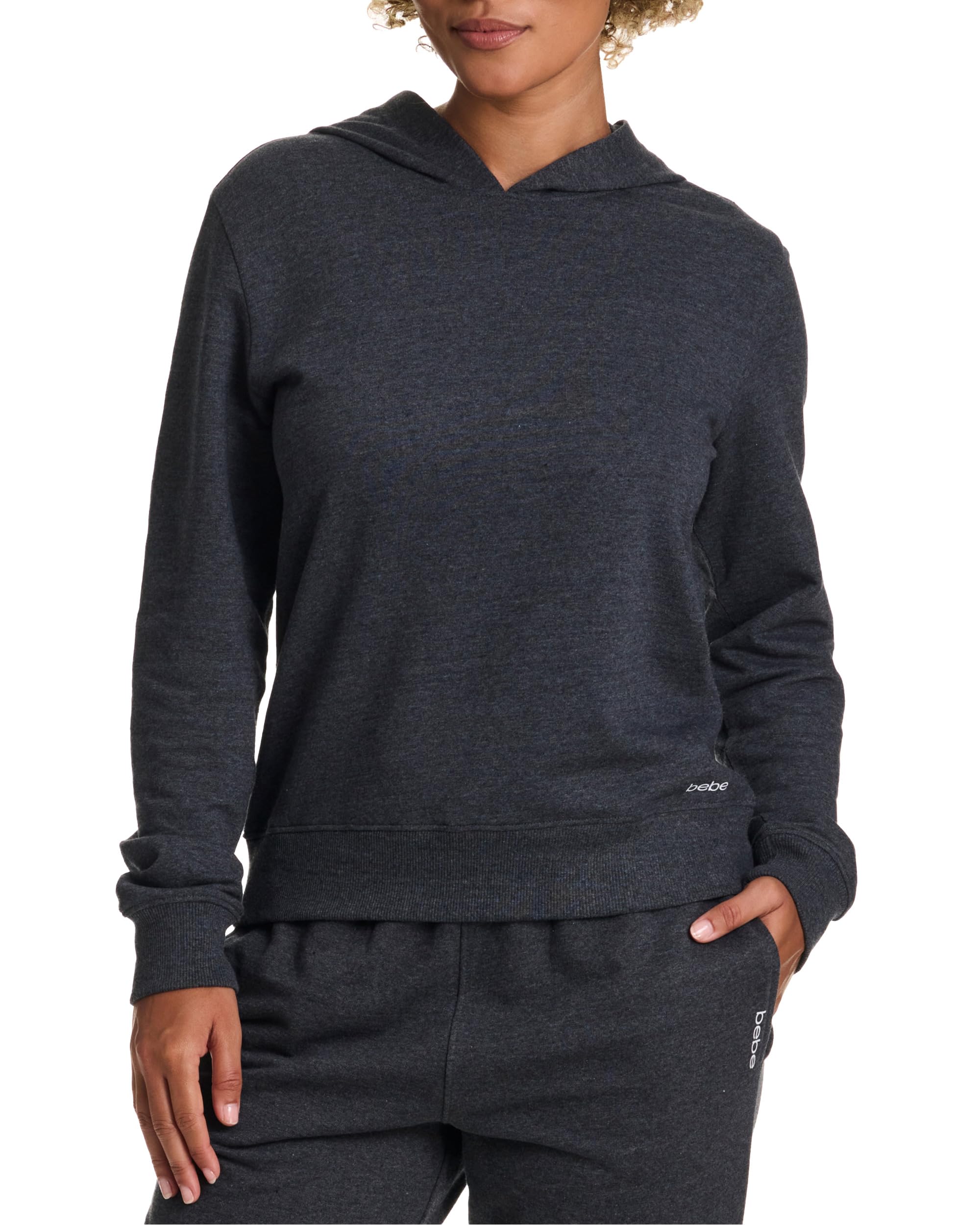 bebe French Terry Hoodie - Black, S