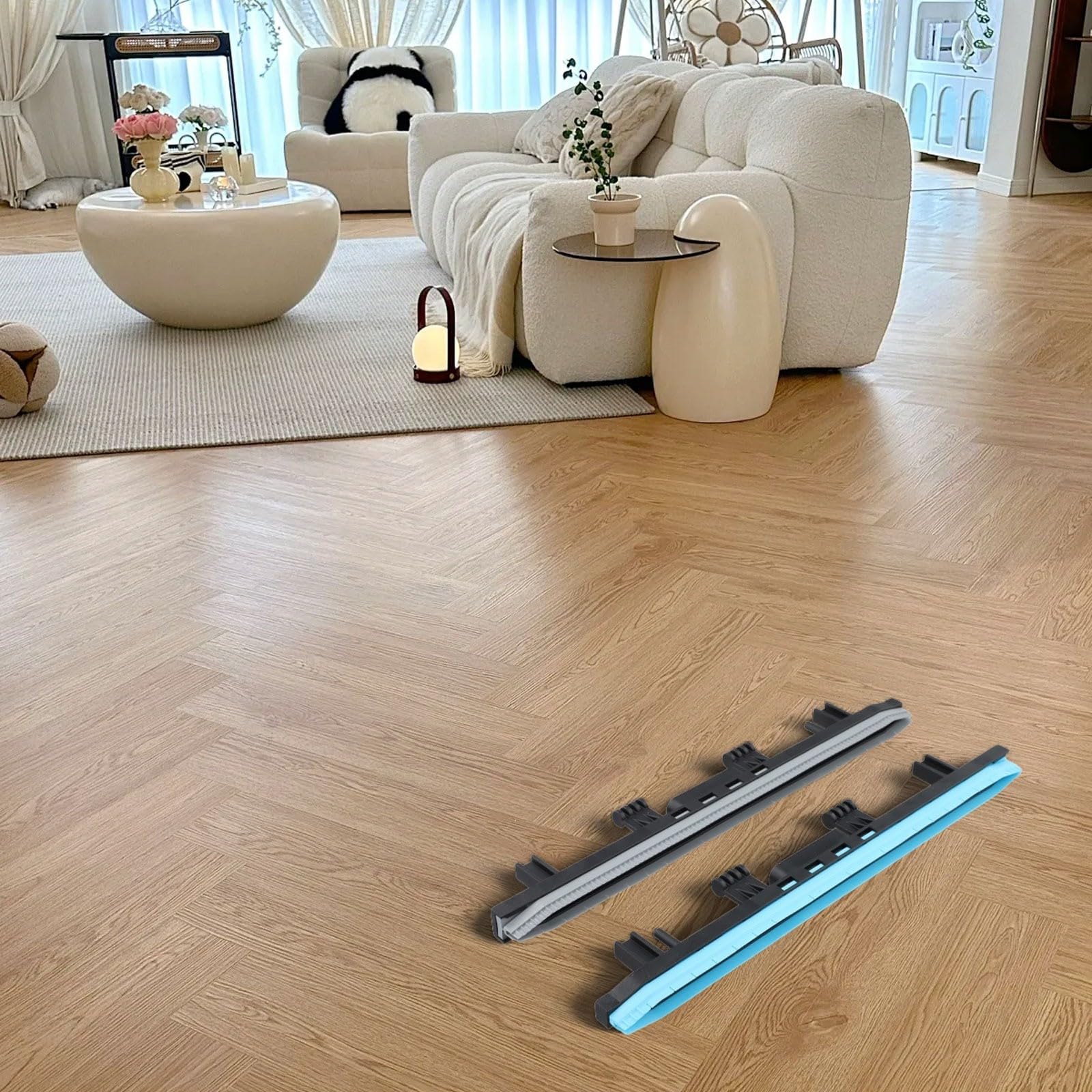 2 tiras de rascado para fregador de suelos Karcher BR 30/4C, juego de escobillas de goma sustituye a 4777-008, azul y negro para limpieza de azulejos, piedra y madera