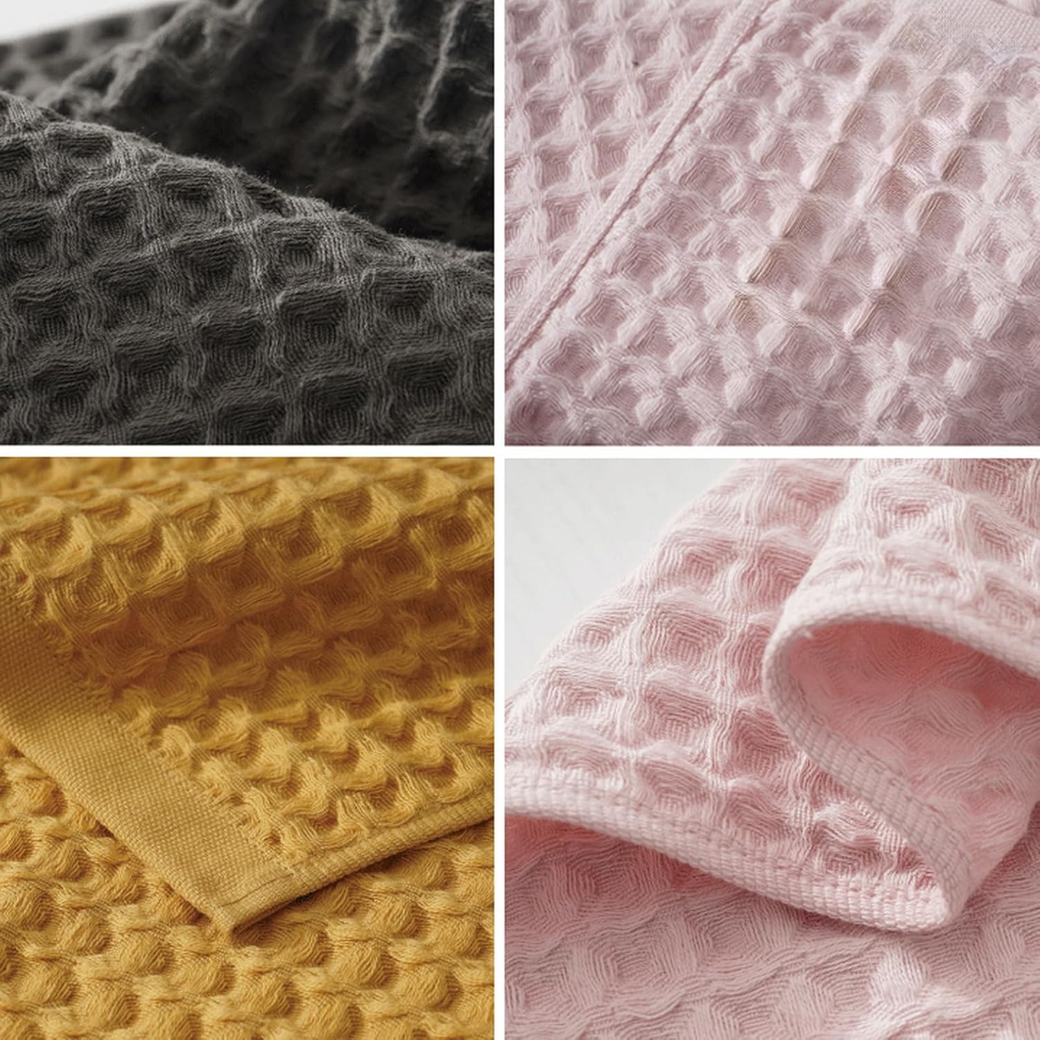 SK Studio 6 Piece Bath Towel Set, Cotton Hotel Large Waffle Towels Absorbent Quick Dry - 2 Bath, 2 Hand, 2 Washcloths for Spa Pink Bathroom - Image 7