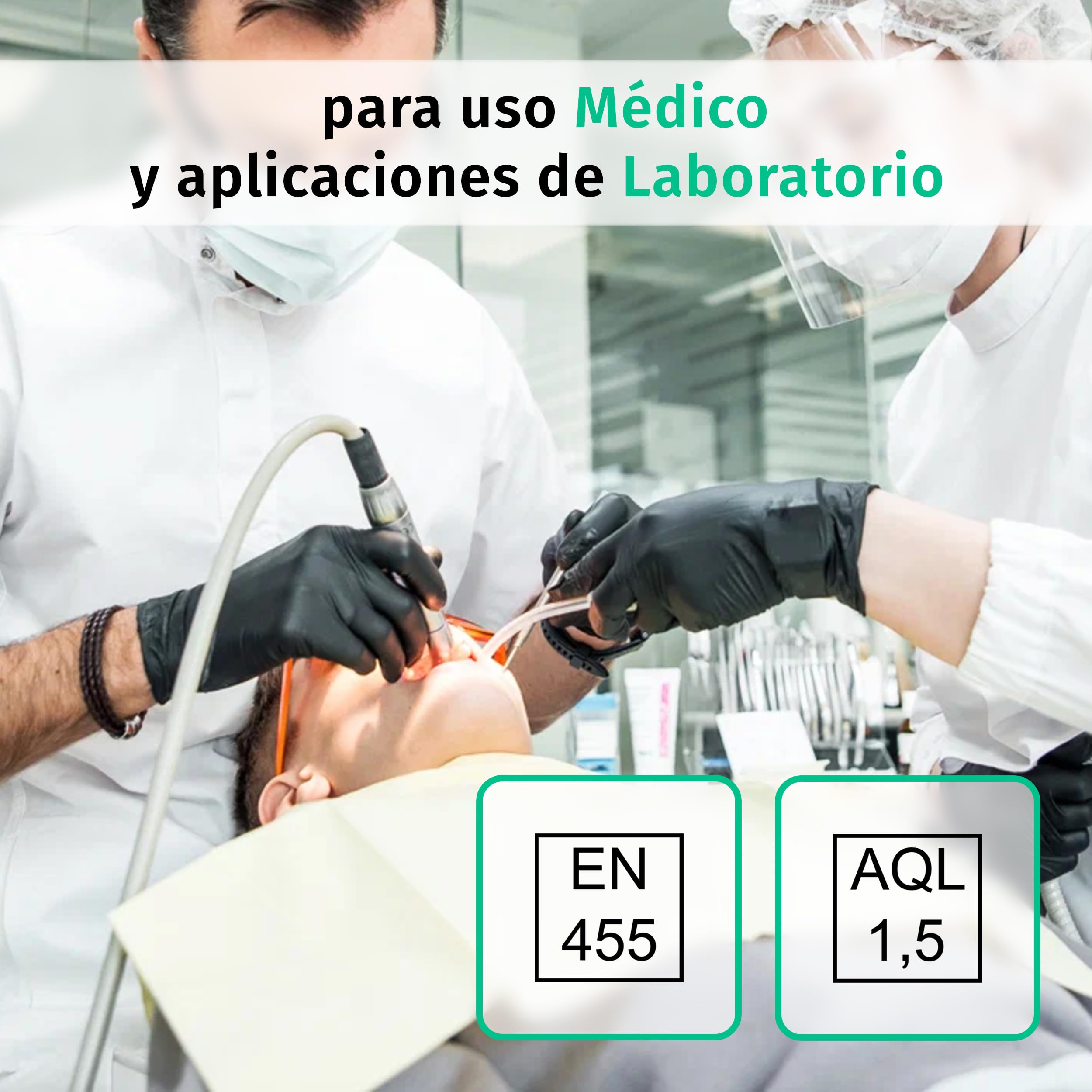 SF Guantes de nitrilo L negros – 1000 (10x100) unidades, guantes desechables sin polvo, sin látex, médicos y de examen, aptos para cocina, limpieza, cosmética y uso doméstico