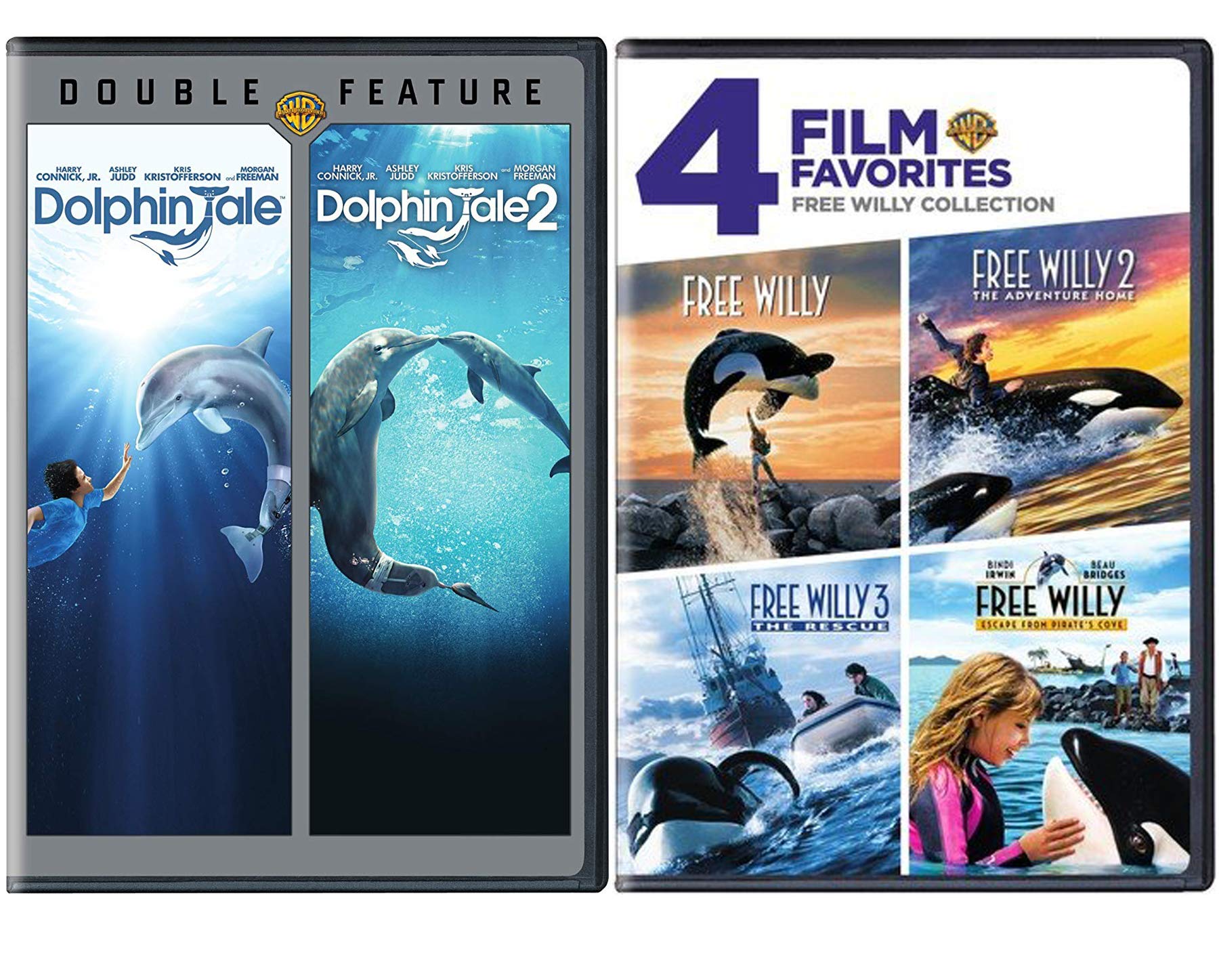 Kids Heart Dolphin & Whales A Dolphin's Tale 1 & Part 2 DVD + Free Willy 1/2/3/4 family Adventure Home / Rescue / Escape From Pirate's Cove Sea Animal Movie Pack